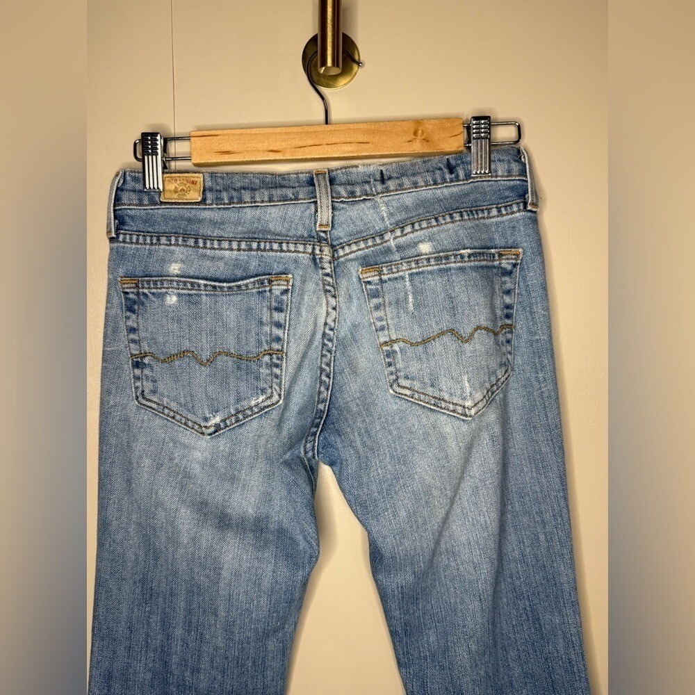 Red Engine Distressed Bootcut Flare‎ Jeans Light Wash Y2K Low Rise Size 27 - Picture 7 of 11